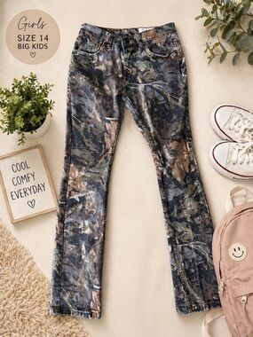 Evolution in Design Girls Size 14 Camo Straight Leg Jeans Stretch Denim Big Kids